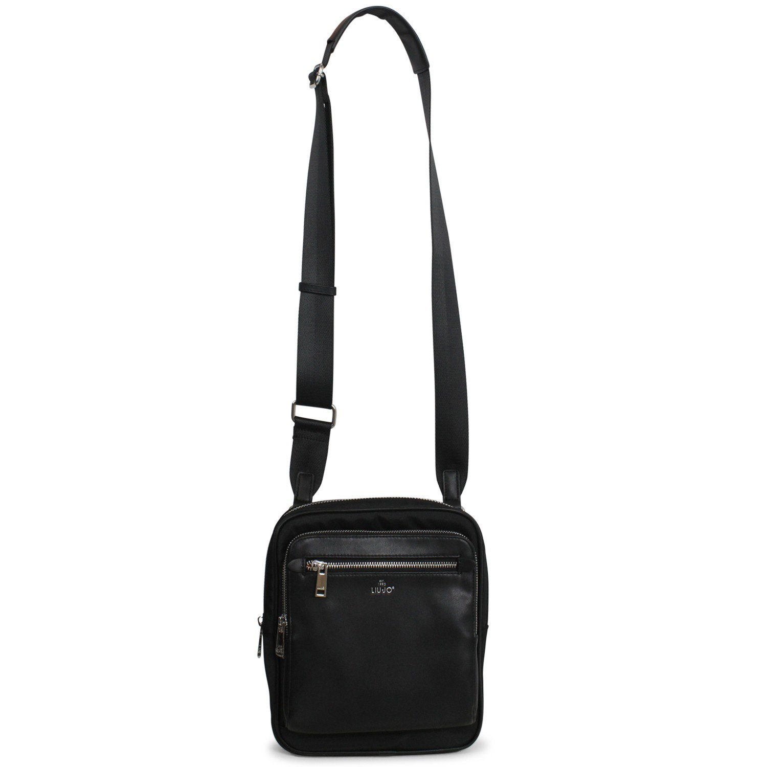 Tracolla nera con mini logo per uomo