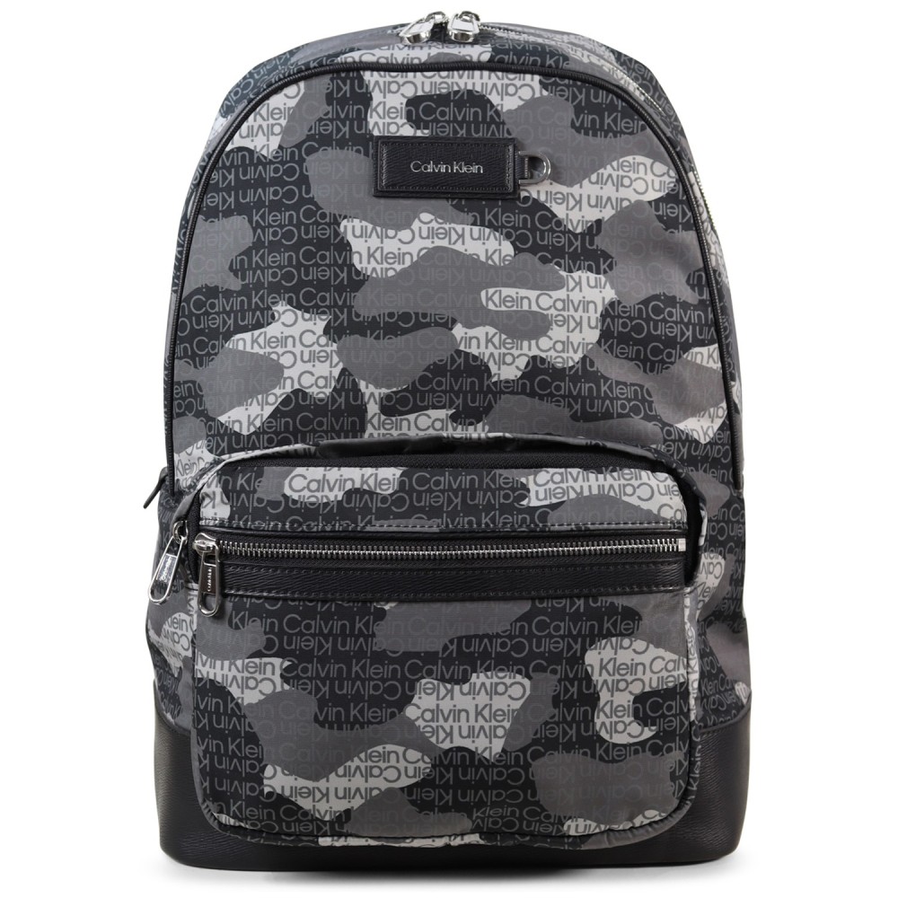 Zaino nero con fantasia logata per uomo