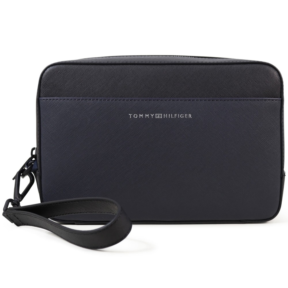 Pochette blu/nera con mini logo per uomo