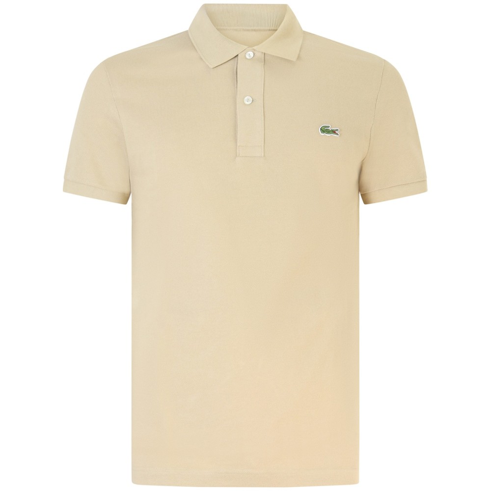 Polo beige con mini logo slim fit per uomo