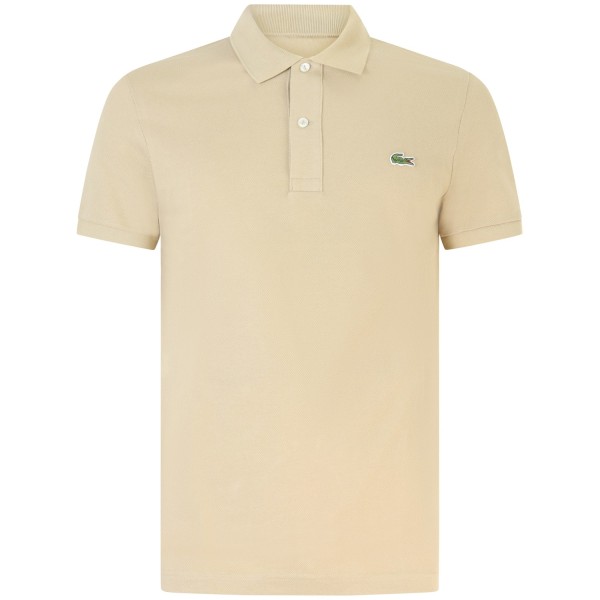 Polo beige con mini logo slim fit per uomo