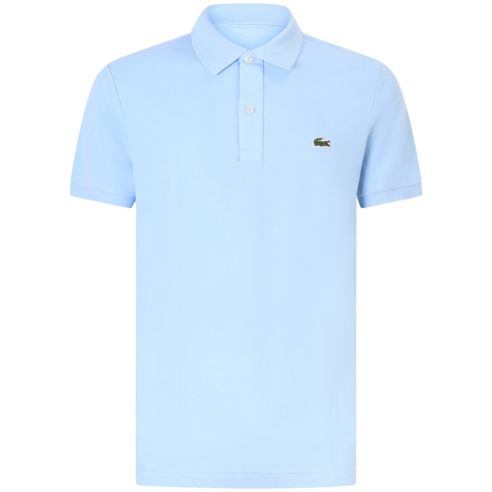 Polo celeste con mini logo slim fit per uomo