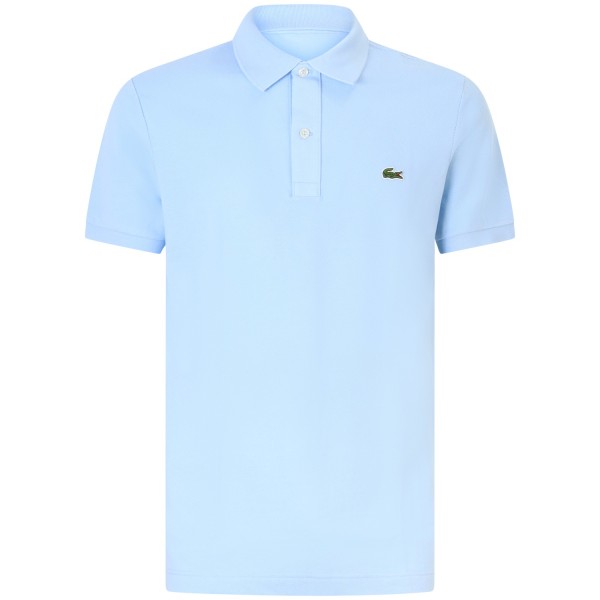 Polo celeste con mini logo slim fit per uomo