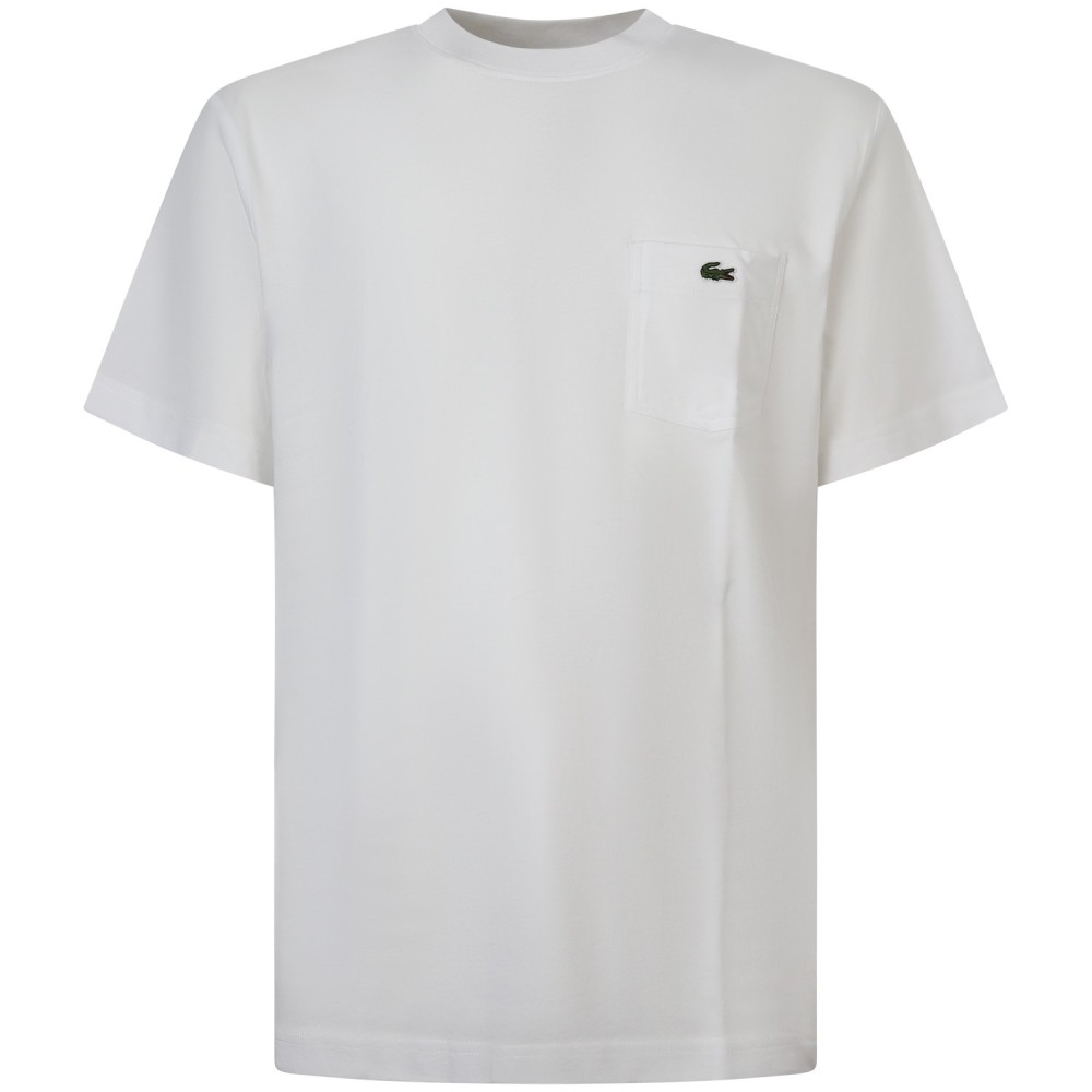 T-shirt bianca con taschino per uomo