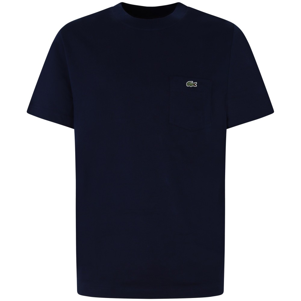 T-shirt blu con taschino per uomo