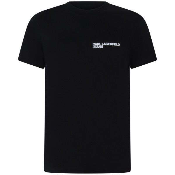 T-shirt nera con mini logo per uomo
