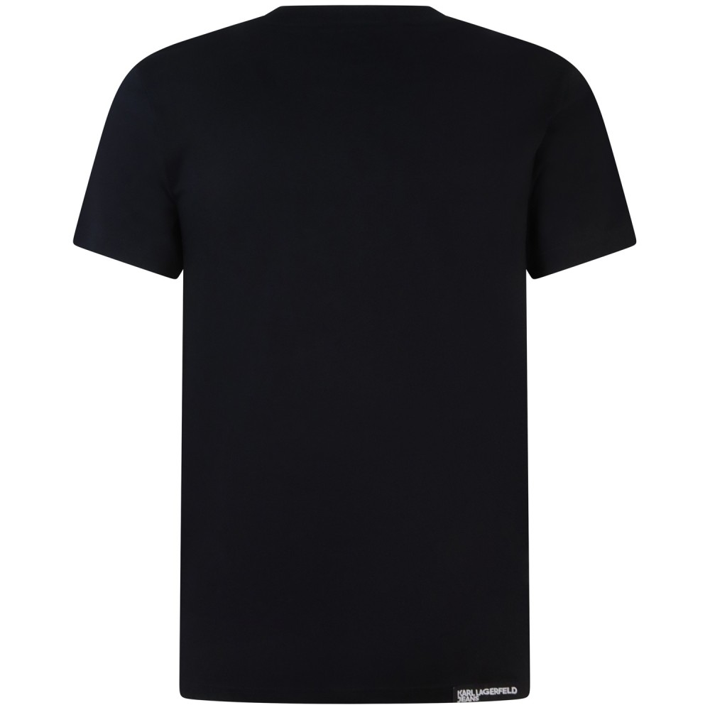 T-shirt nera con mini logo per uomo
