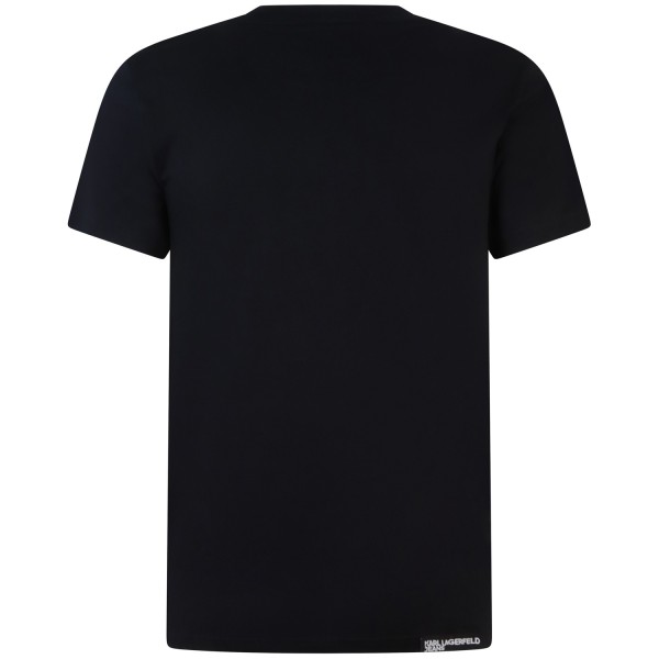 T-shirt nera con mini logo per uomo