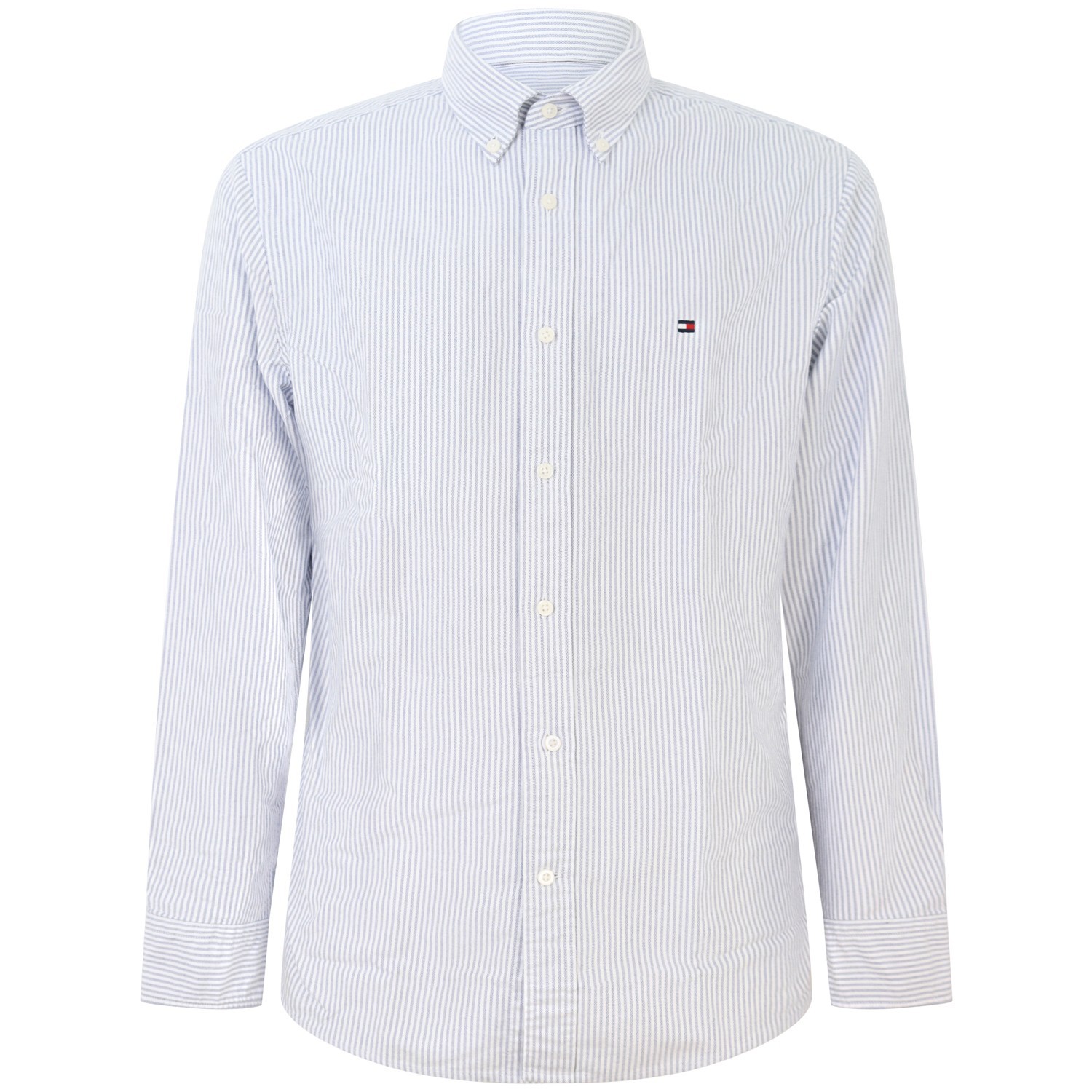 Camicia con fantasia a righe celeste per uomo