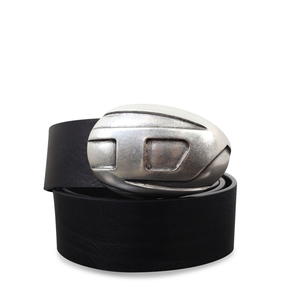 Cintura nera con logo per uomo