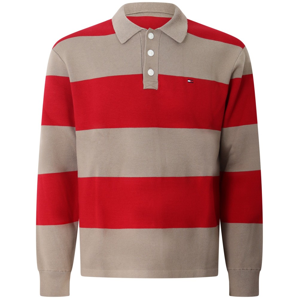 Maglione con fantasia beige/rosso per uomo