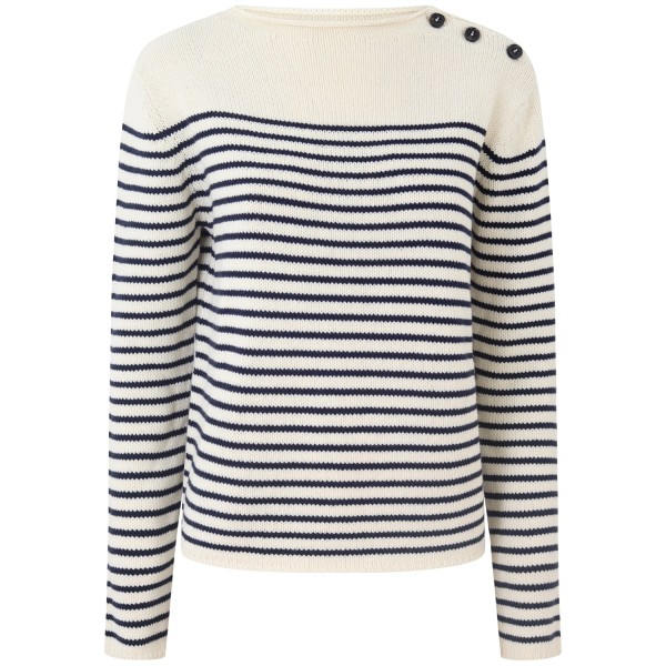 Maglia a righe bianca/blu per donna