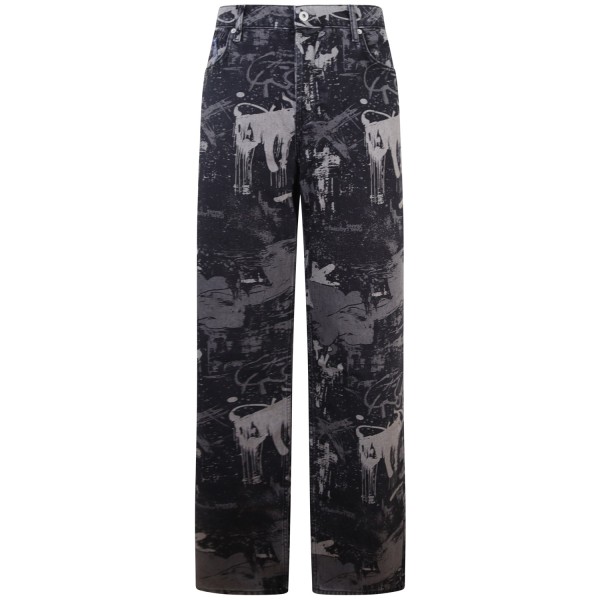 Jeans grigio con fantasia all over per uomo