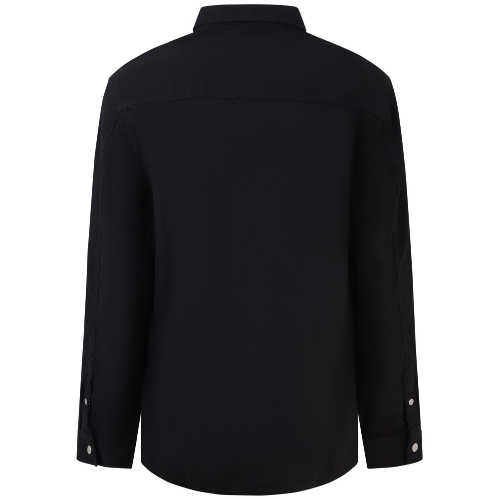 Camicia nera con patch in denim per uomo