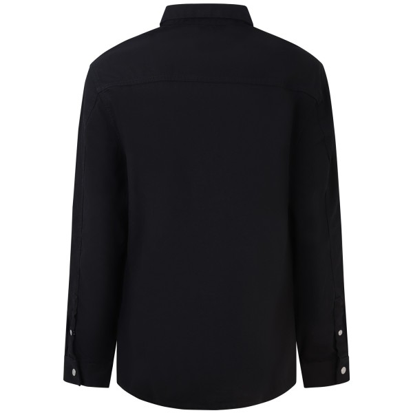 Camicia nera con patch in denim per uomo