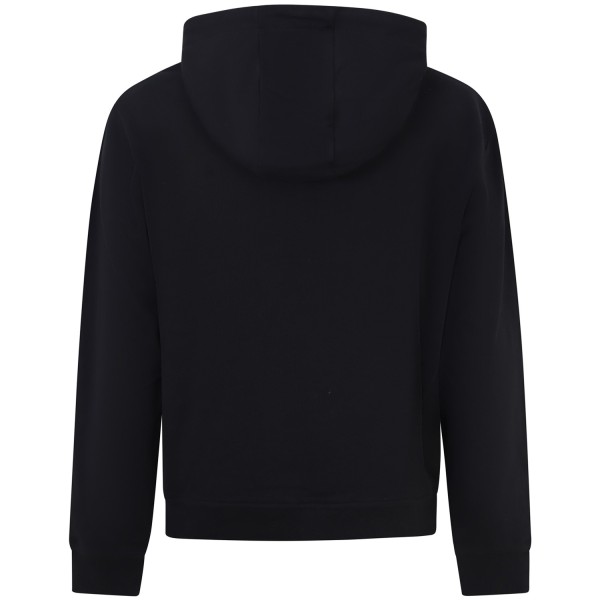 Felpa nera con patch in denim per uomo