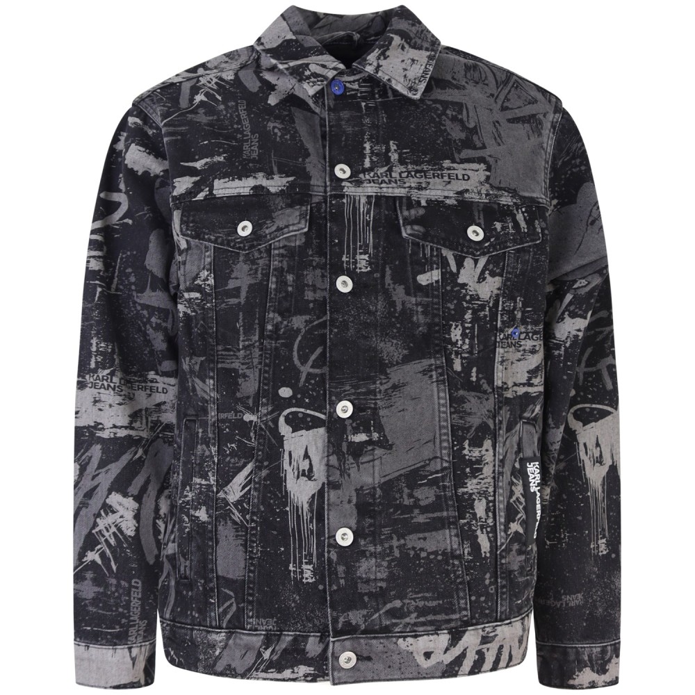 Giubbotto in denim a fantasia per uomo