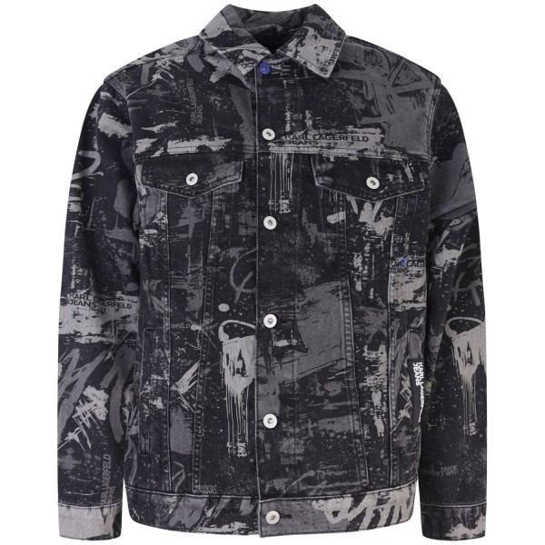 Giubbotto in denim a fantasia per uomo