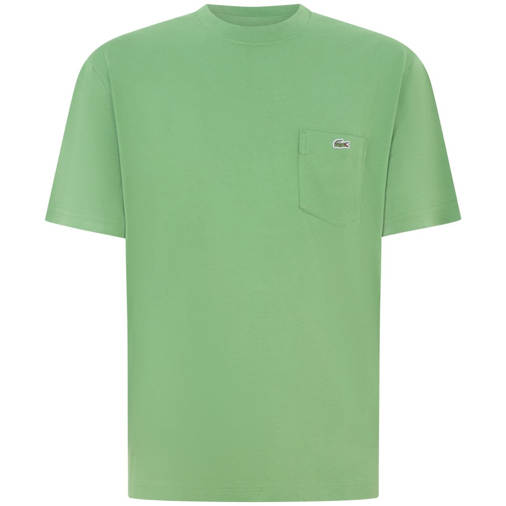 T-shirt verde con taschino per uomo