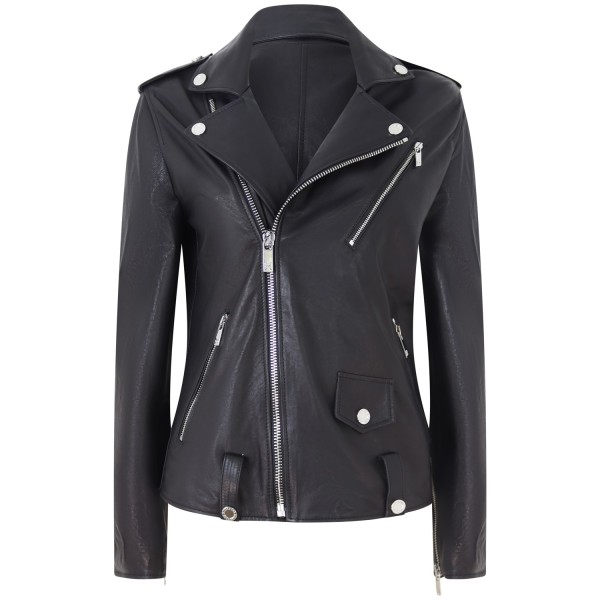 Giubbotto nero di pelle per donna