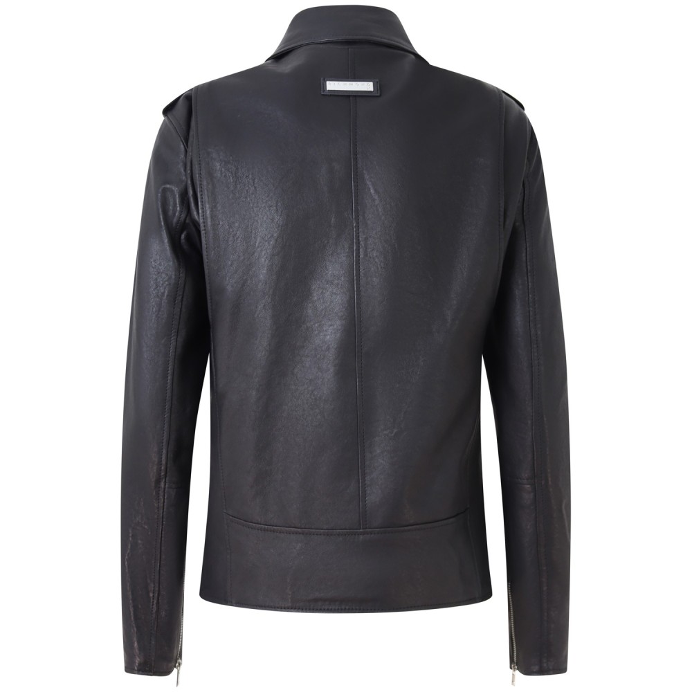 Giubbotto nero di pelle per donna