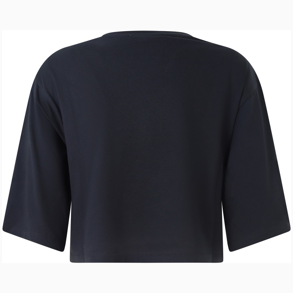 T-shirt nera con logo per donna