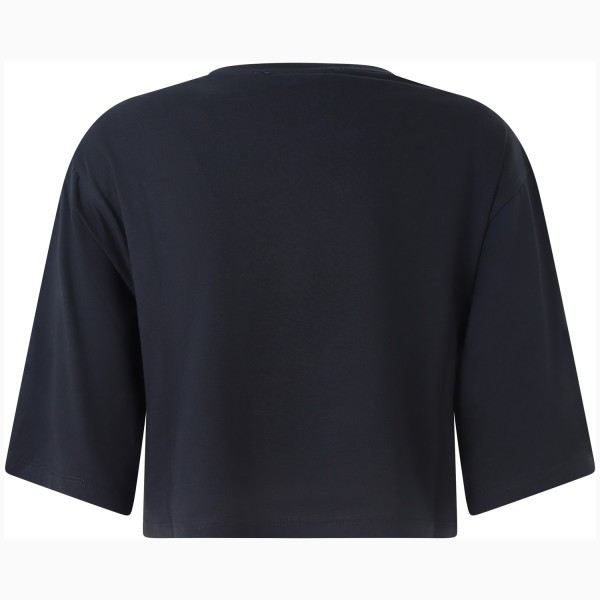 T-shirt nera con logo per donna