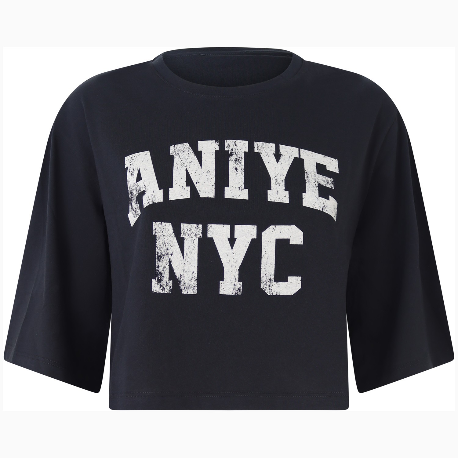 T-shirt nera con logo per donna