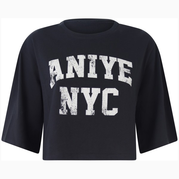 T-shirt nera con logo per donna