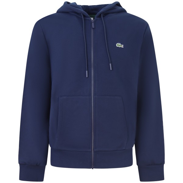 Felpa  blu con zip  con mini logo per uomo