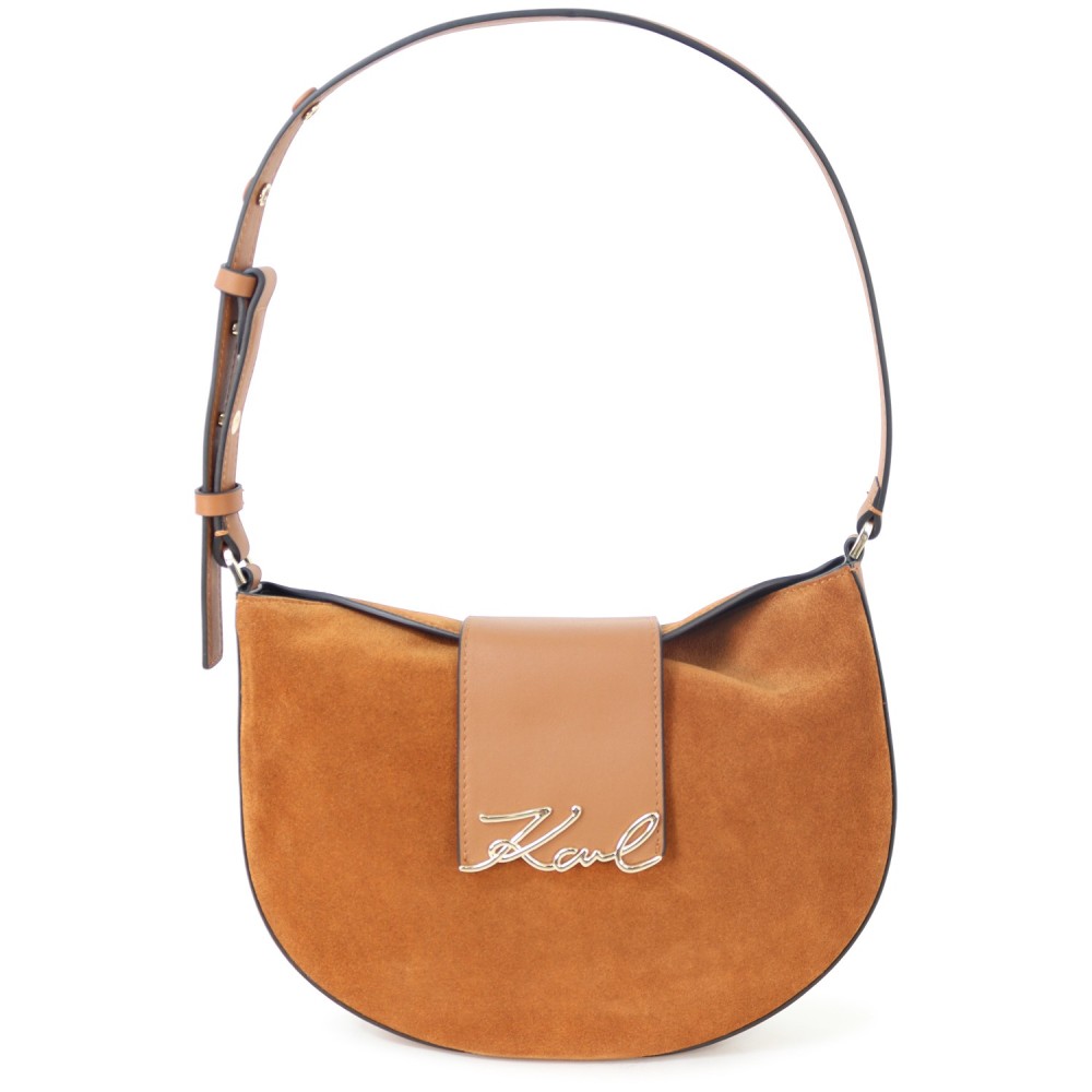 Borsa marrone in pelle scamosciata per donna