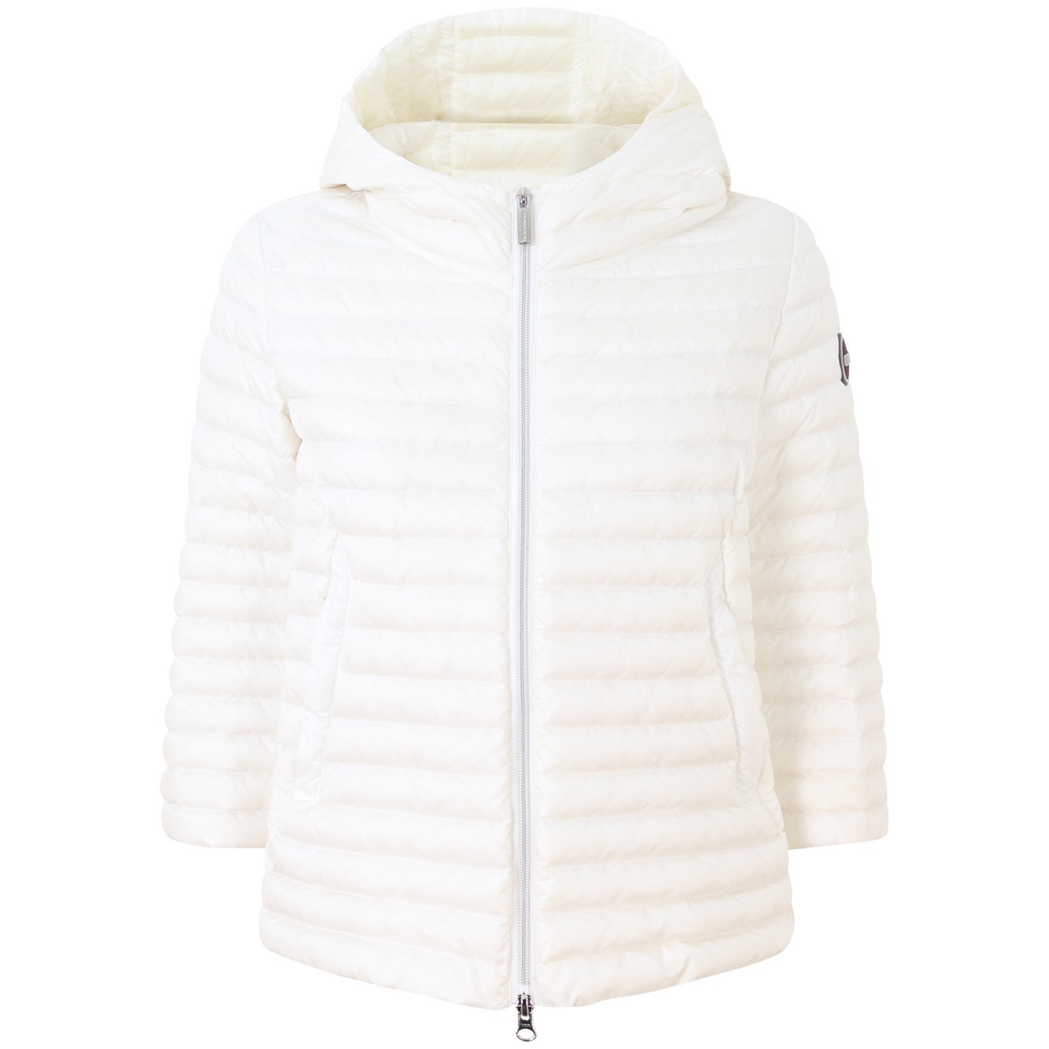 Piumino bianco con cappuccio per donna