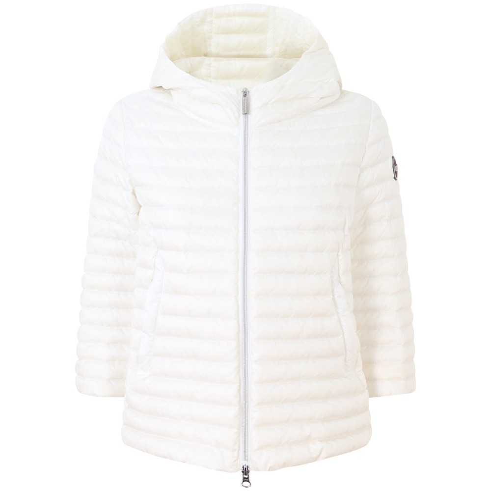 Piumino bianco con cappuccio per donna