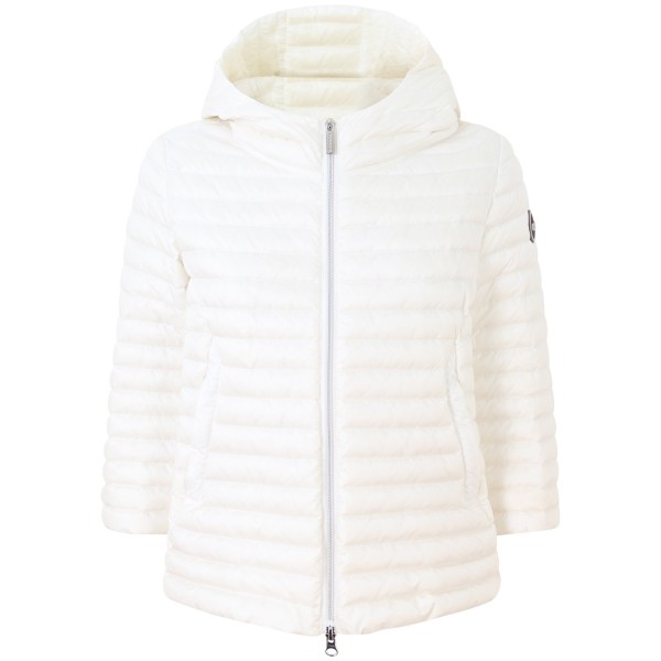 Piumino bianco con cappuccio per donna