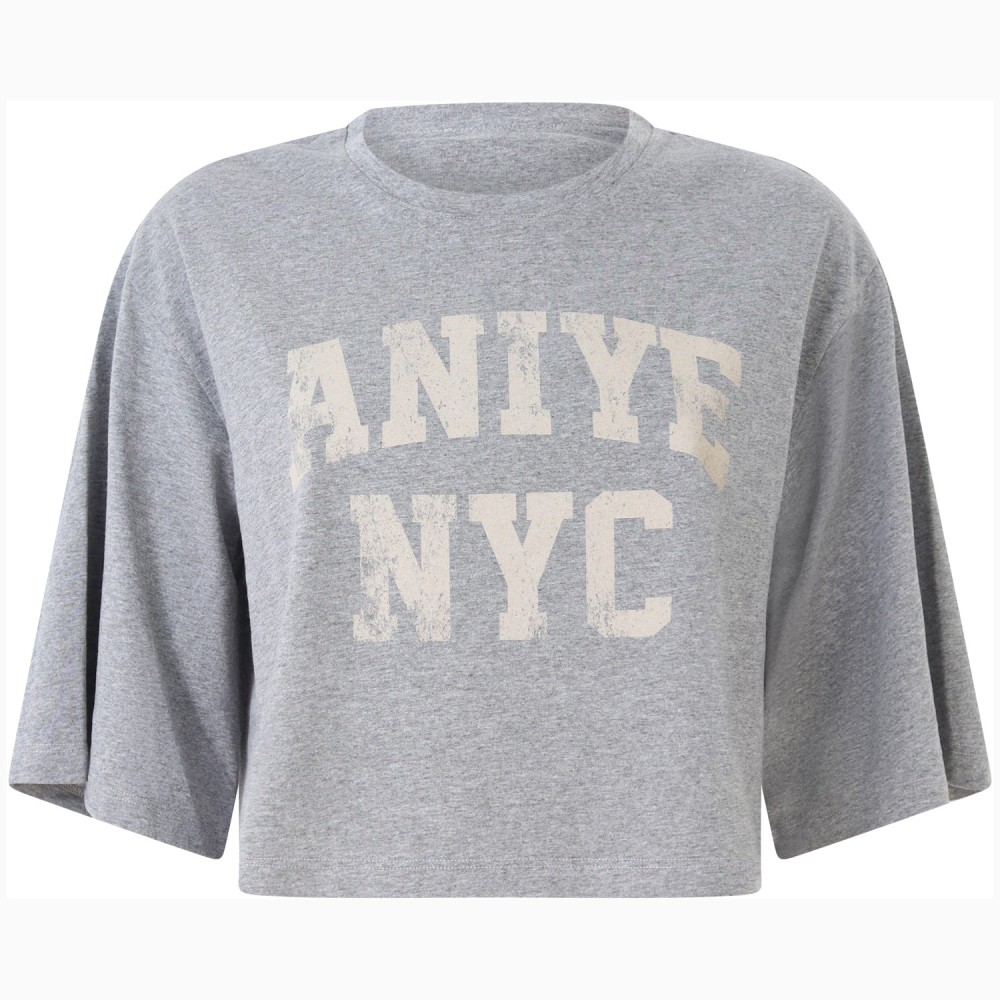 T-shirt grigia con logo per donna