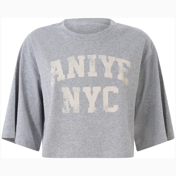 T-shirt grigia con logo per donna