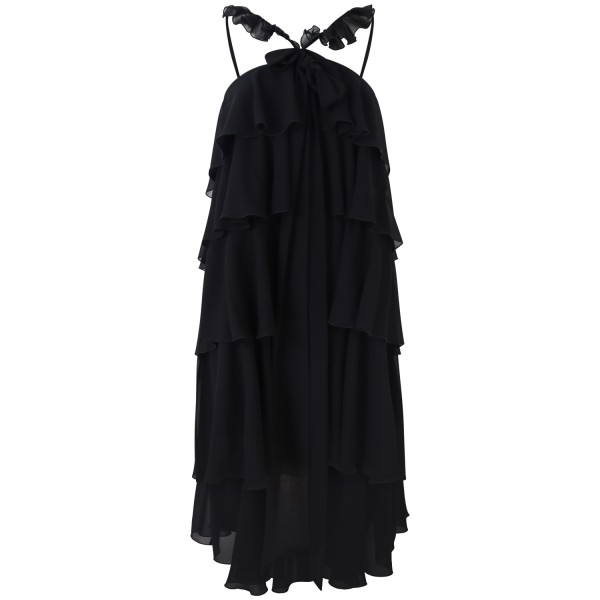 Abito nero con balze 'TEODORA' per donna