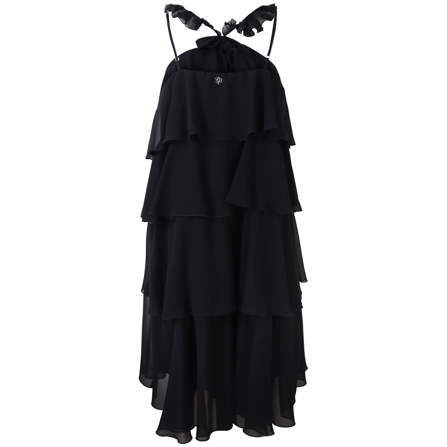 Abito nero con balze 'TEODORA' per donna 2