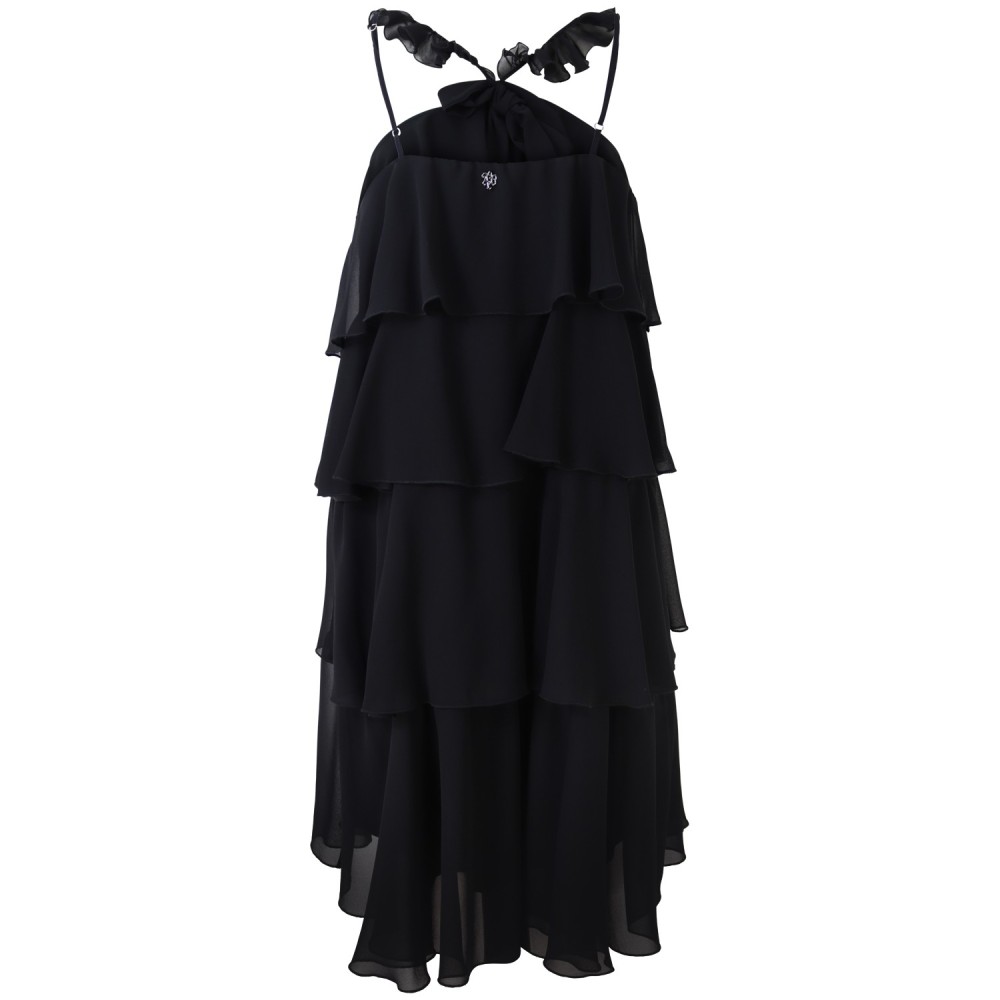 Abito nero con balze 'TEODORA' per donna