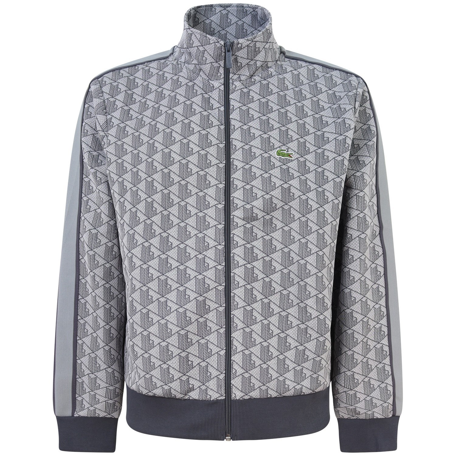 Felpa grigia logata con zip per uomo