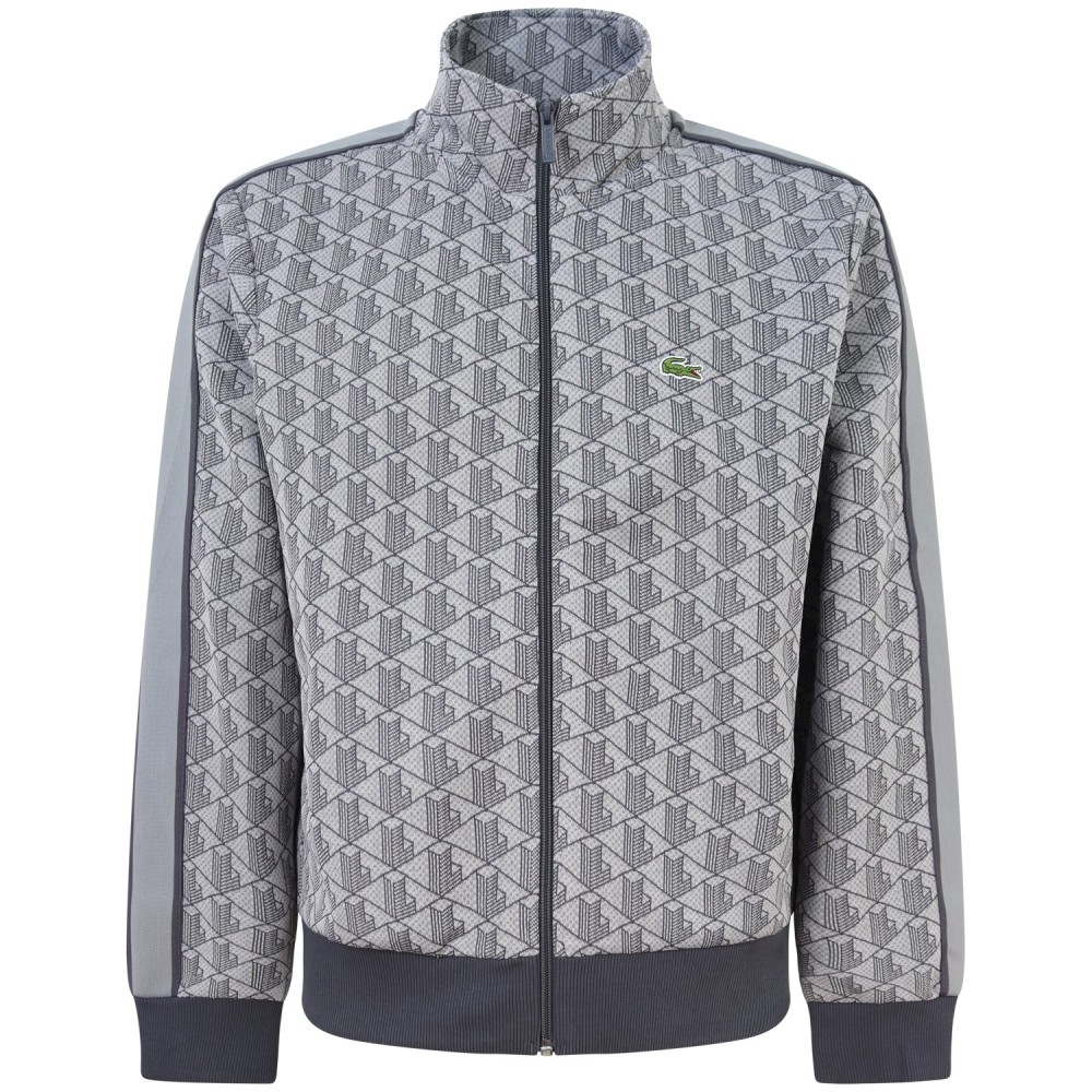 Felpa grigia logata con zip per uomo