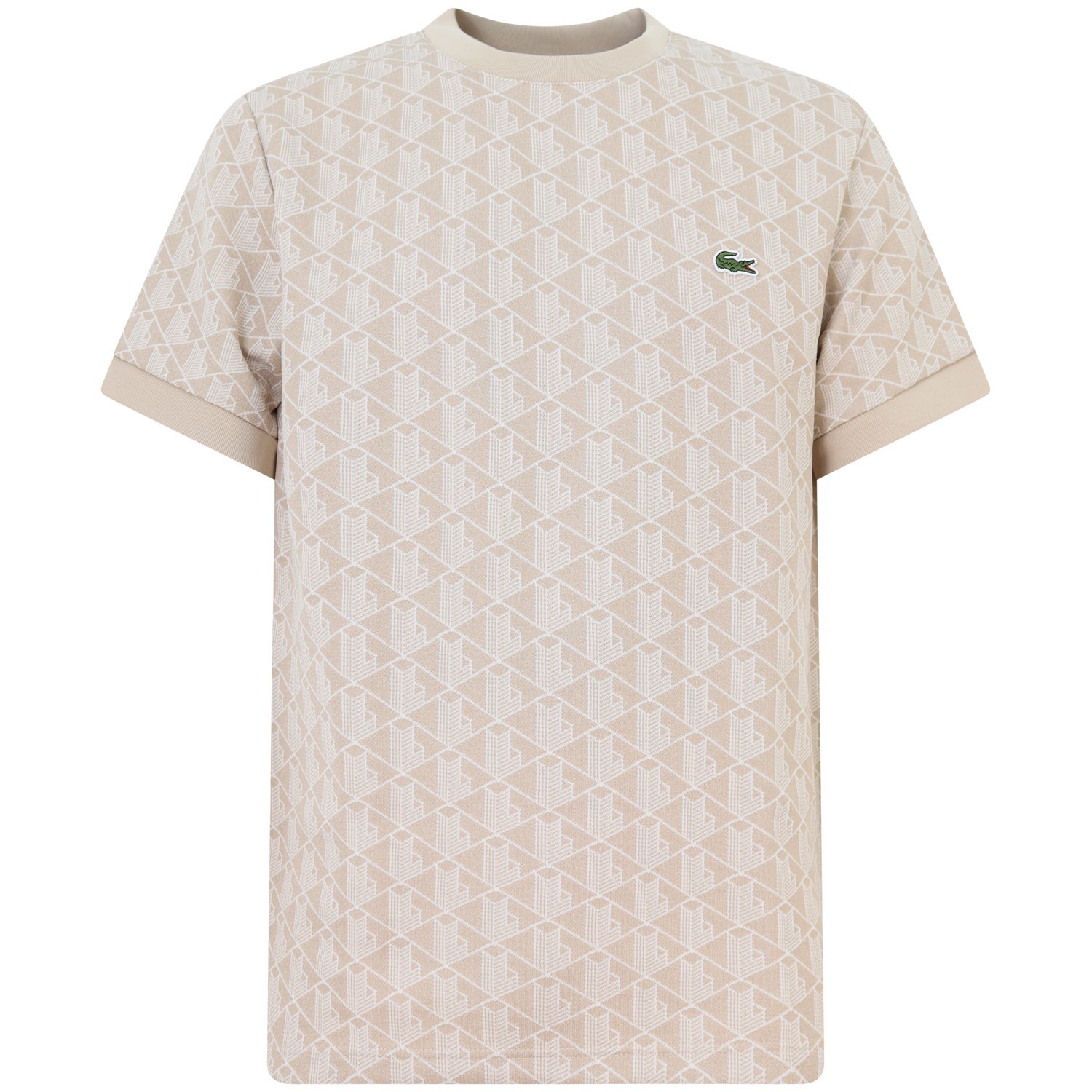 T-shirt beige con logo all over per uomo