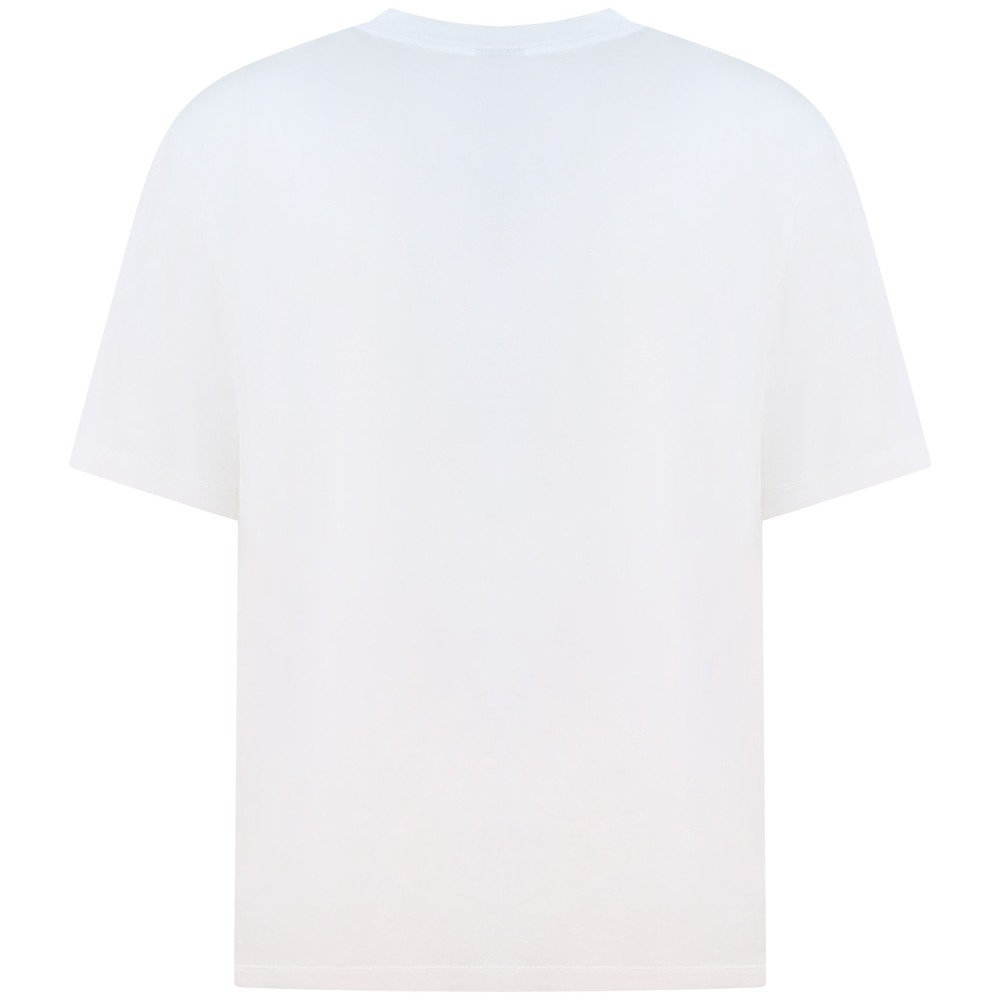 T-shirt bianca con logo ricamato per uomo