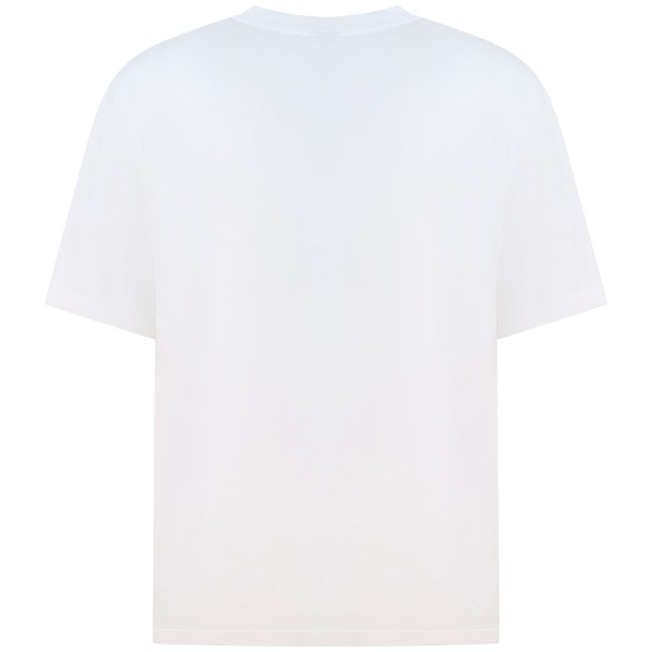 T-shirt bianca con logo ricamato per uomo