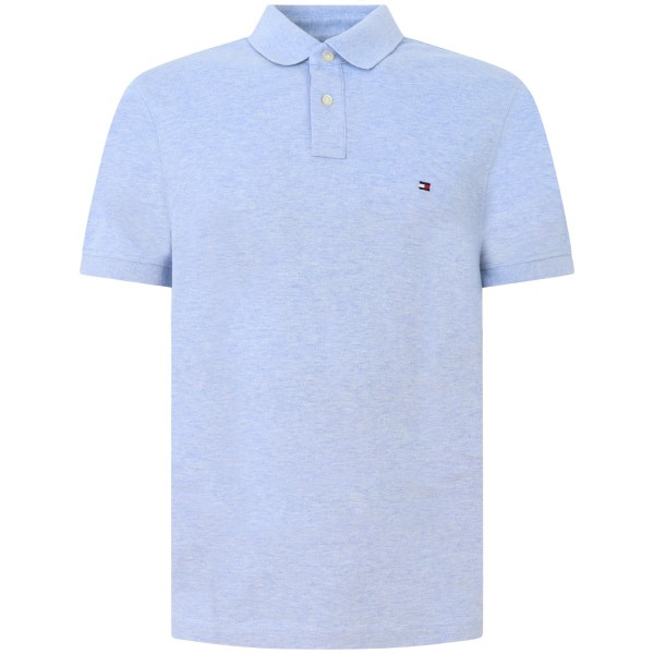 Polo celeste con mini logo per uomo