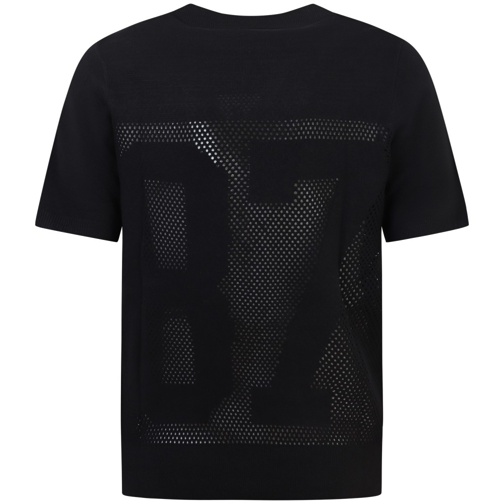 T-shirt nera traforata per uomo