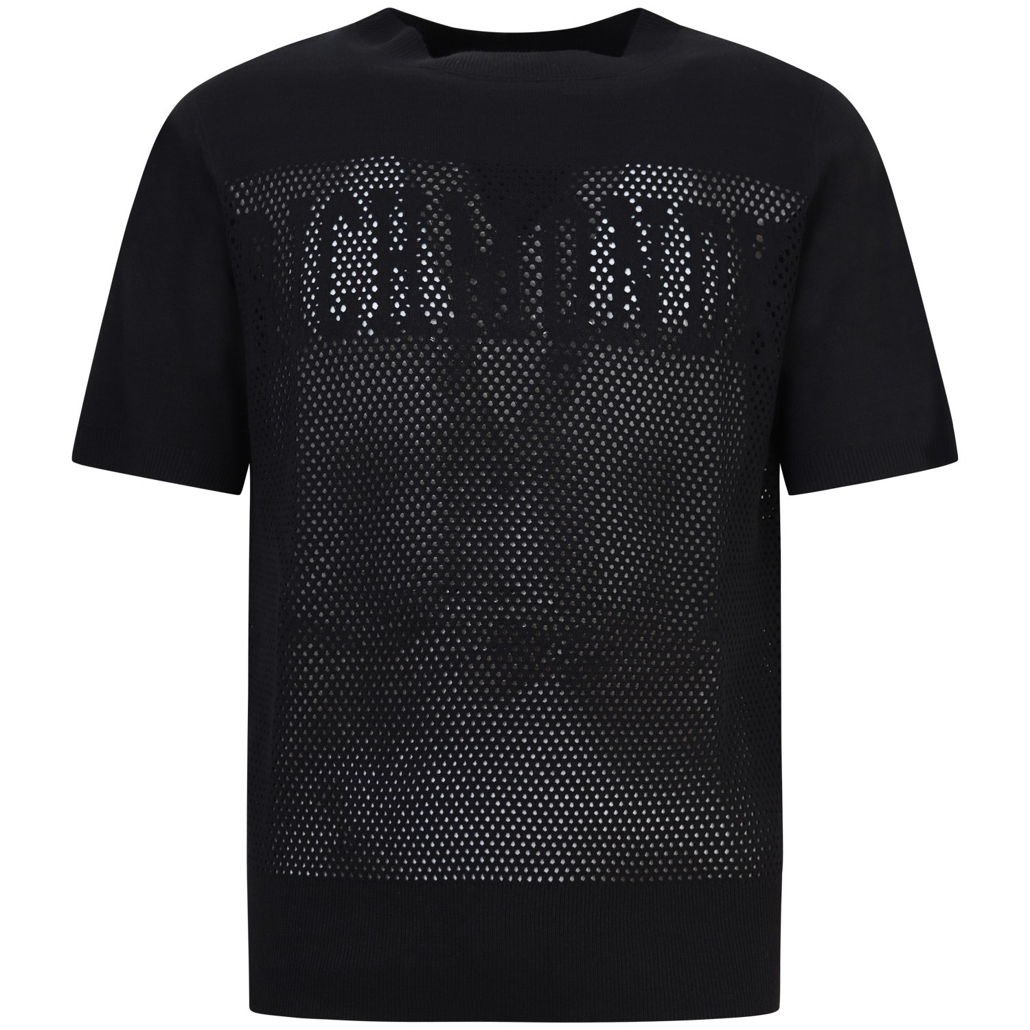 T-shirt nera traforata per uomo 2