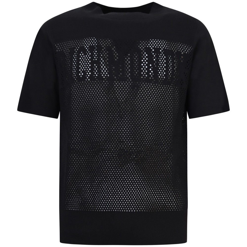 T-shirt nera traforata per uomo