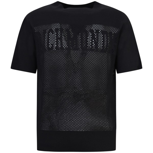 T-shirt nera traforata per uomo