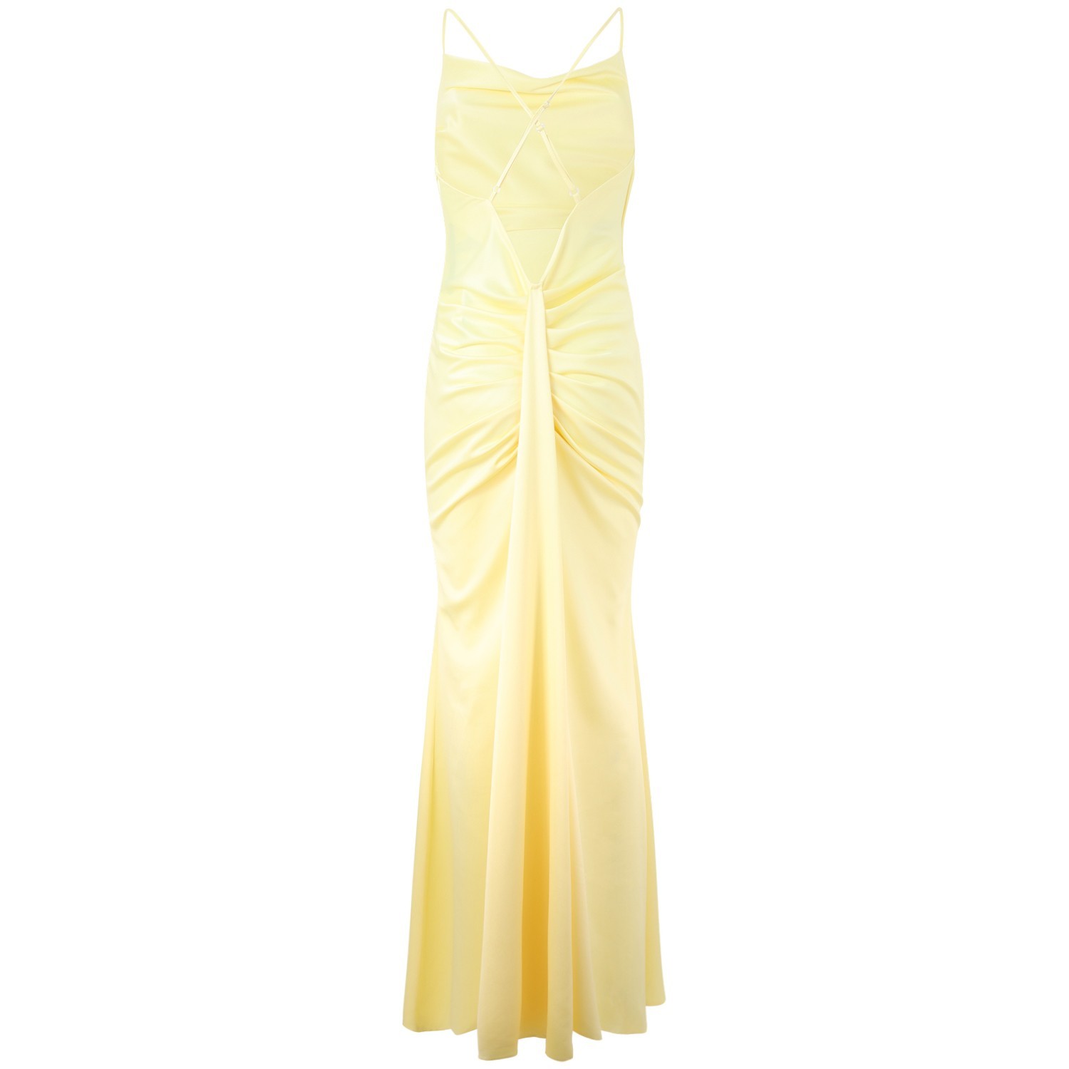 Abito lungo giallo per donna 2